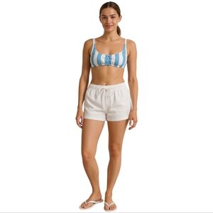 NEW Watercolors by Kenny Flowers Striped Bikini Top Blue & White Size Large